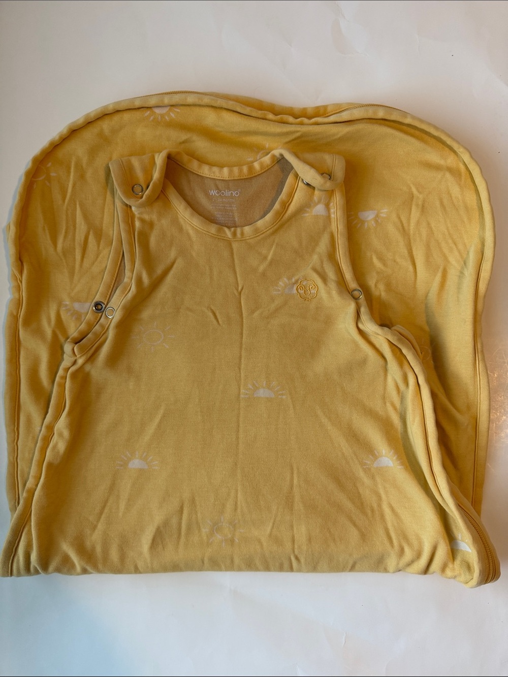 *see pics* Woolino Yellow Baby Sleep Sack - Soft Sun Print size 2 to 24 months